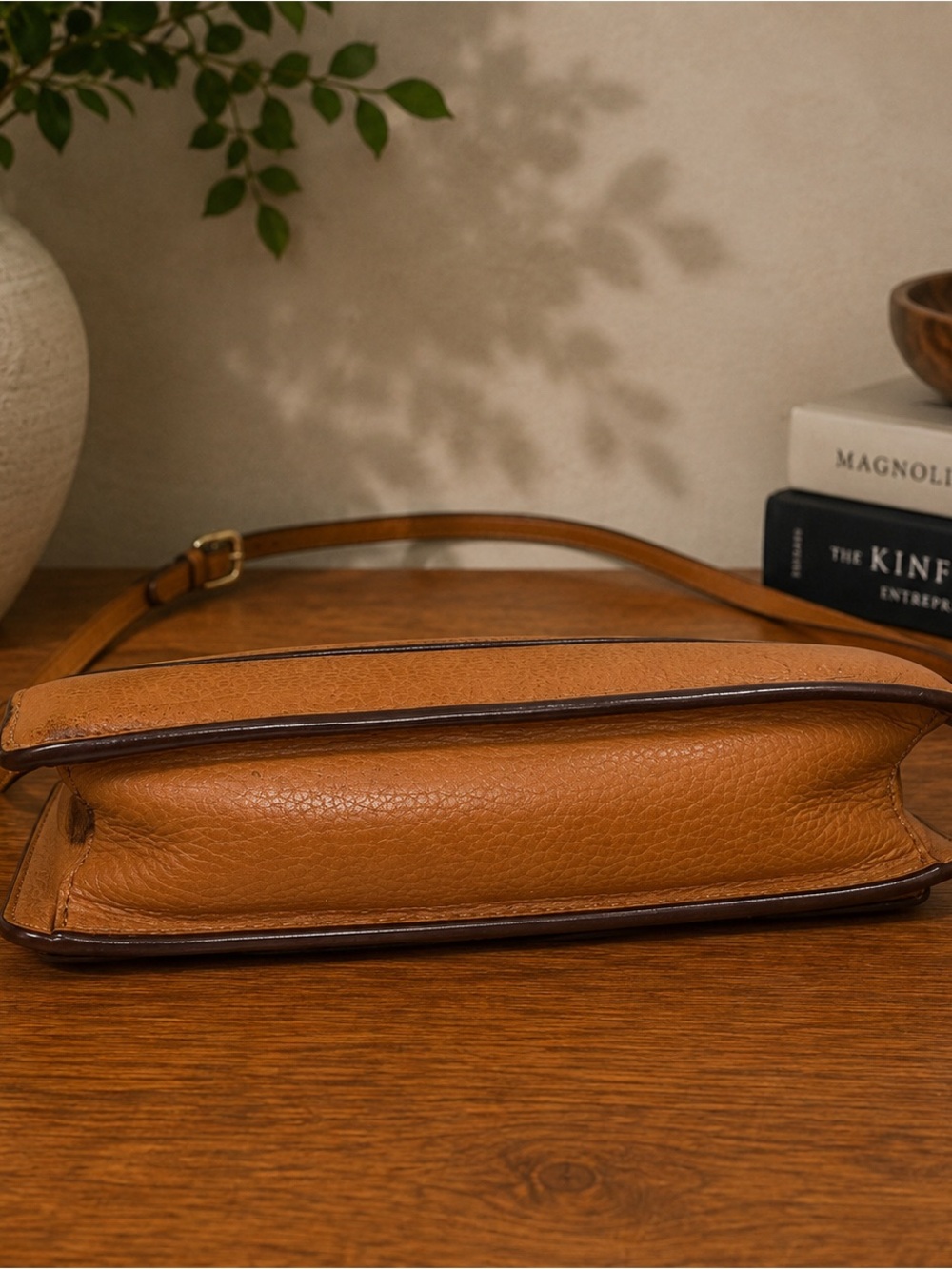Tory Burch All T Combo Brown Pebbled Leather Crossbody Shoulder Bag Purse - Picture 5 of 6
